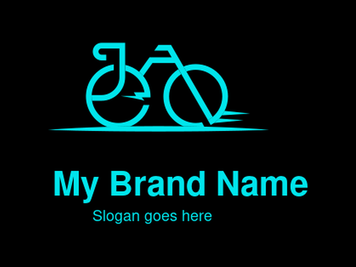 Dynamic Blue Abstract Bicycle with Lightning Bolt Logo Design for Eco-Friendly Bike Rentals and High-Speed Cycling Gear Brands